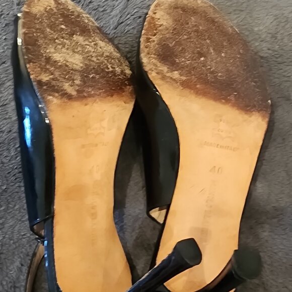Manolo Blahnik Black Patent Slingback Heels – Size US 9 - Picture 7 of 8